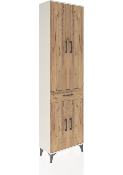 Arges Dolap 4 Raflı Tek Çekmeceli 4 Kapaklı 60x30x221 Aytaşı-çam Aytaşı