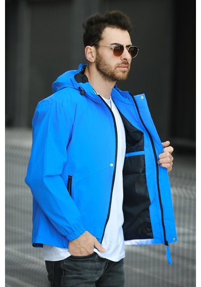 Oksit Save Baskılı Suya Dayanaklı Slim Fit Erkek Mevsimlik Mont Yağmurluk 001