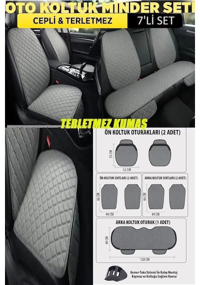 Hyundai Sonata Terletmez Kumaş Minterletmez Kumaş 7 Parça Full Takım Gri-gri