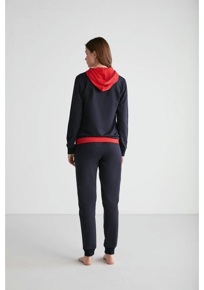 U.S. Polo Assn. - Kadın Lacivert Kapşonlu Pijama Takımı 16945