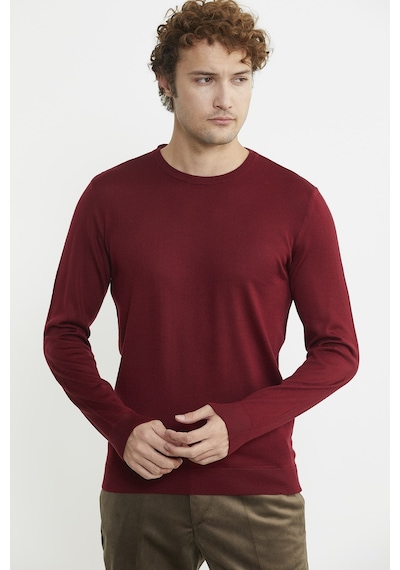 Sementa Erkek Sıfır Yaka Basic Triko Kazak - Bordo 001