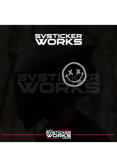 Smile Yazılı Kask Sticker Tüm Kasklar Uyumlu Tek Yön 1 Adet Gri