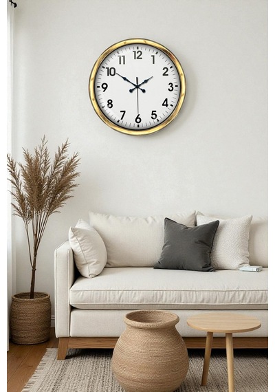 40 Cm Metal Gold Standart Duvar Saati Modern Ve Dekoratif Tasarım