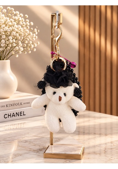 Peluş Ayıcıklı Çanta Aksesuarı Ve Anahtarlık Charm Gold