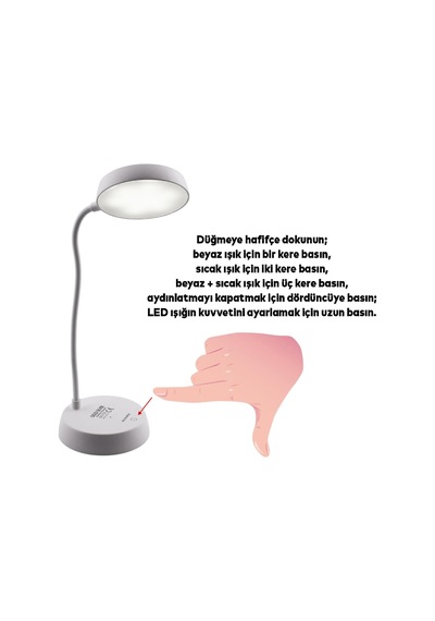 Şarjlı Akrobat 360 Masa Üstü Lamba 3 Kademe Dokunmatik Çalışma Okuma Işığı Gece Lambası Soft Işık Diğer