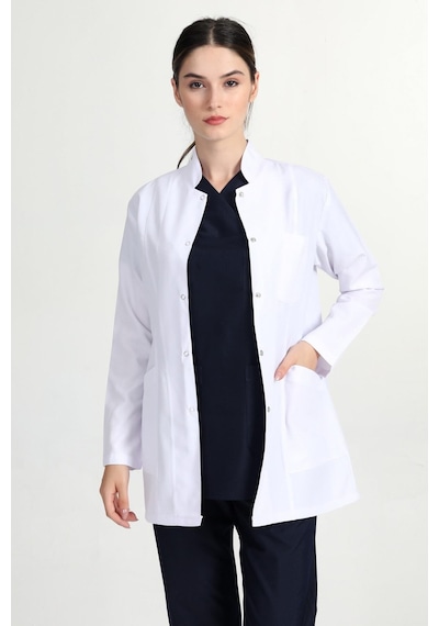 Başak Önlük Ceket Boy Kadın Hakim Yaka Doktor Hemşire Öğretmen Önlüğü Yşn1402 Beyaz
