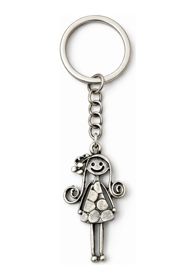Happy Doll Charm Figürlü Gümüş Renk Unisex Metal Anahtarlık