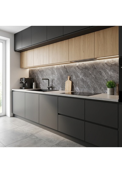 30x60 Cm Kendinden Yapışkanlı Duvar,banyo,tezgah Arası Kaplama Antrasit Mermer 12 Adet 8807-30-12