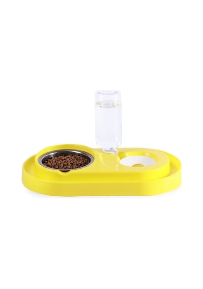 Tr Hazneli Kedi-köpek Mama Ve Su Kabı Seti 500ml Sarı
