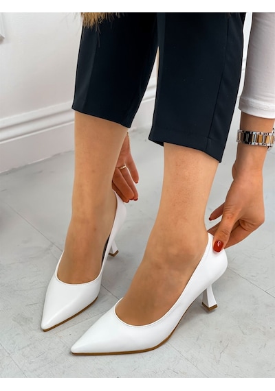 Ervanın Butiği Beyaz Cilt (Freda) Kadın Stiletto