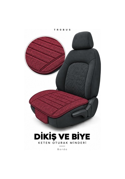 Honda City 2009-2013 Çizgili Keten 3'lü Minder Bordo