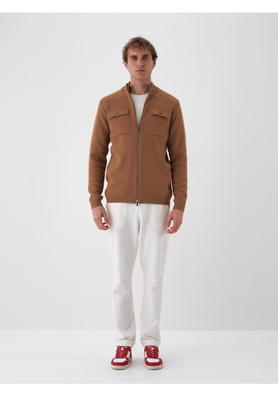 Xint Camel Doğal Yün Dokulu Regular Fit Hırka 801802