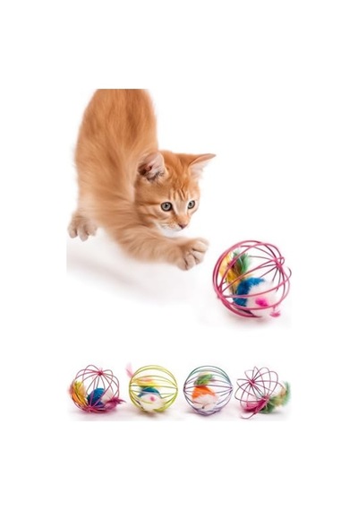 Metal Kafesli Peluş Fareli Kedi Ve Köpek Oyuncağı - Eğlenceli Oyun Topu
