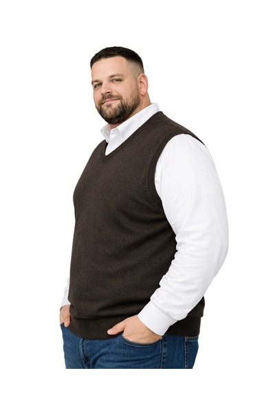 Battalmoda Erkek Büyük Beden Koyu Vizon V Yaka Süveter 3xl-4xl-5xl-6xl