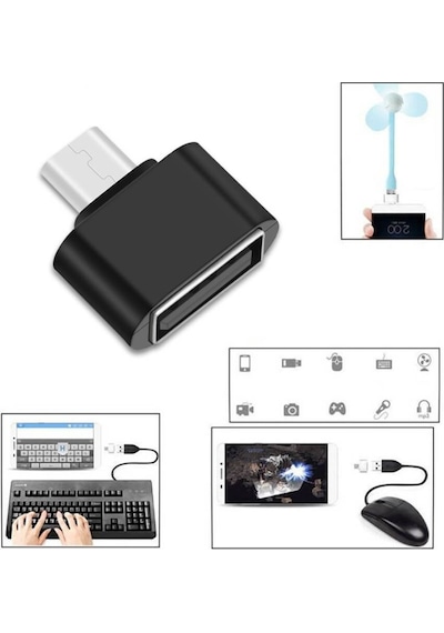 Wozlo Micro USB to USB OTG Çevirici Dönüştürcü Siyah