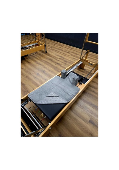Gri Omuzluklu Pilates Reformer Havlu Seti ''%100 Organik'' Kaydırmaz