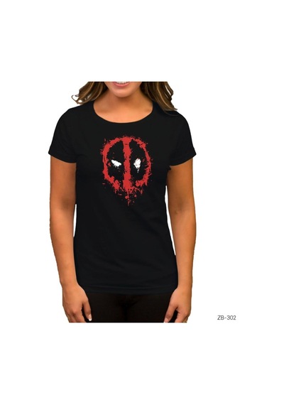 Deadpool Splash Siyah Kadın Tişört Siyah
