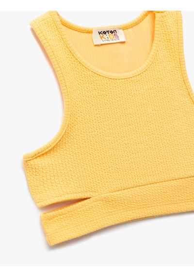 Koton Pencere Detaylı Slim Fit Bürümcük Kolsuz Bisiklet Yaka Crop Atlet Turuncu 5skg30020ak Turuncu