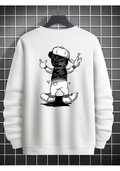 Startmore Adrift Bear Oversize Bisiklet Yaka Pamuklu Sweatshirt Beyaz Beyaz