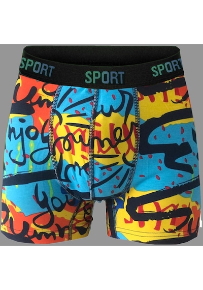 Erkek Desenli 5'Li Premium Kutu Penye Pamuklu Likralı Boxer Çok Renkli