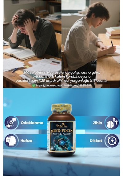 Kiperin Mind Focus Aslan Yelesi , Sitikolin, Rhodiola, L-theanin .. 1440mg Akıllı Gıda Takviyesi