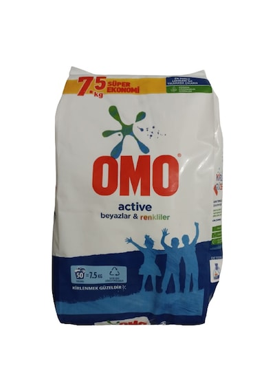Omo Active Beyazlar ve Renkliler İçin Toz Çamaşır Deterjanı 50 Yıkama 7500 G