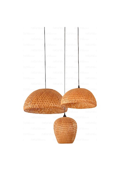 Bohem Bambu Boja Pendant 3'lü Set Sarkıt Avize Lamba - Iskandinav, Modern, Bohem, Rattan Aydınlatma Bej