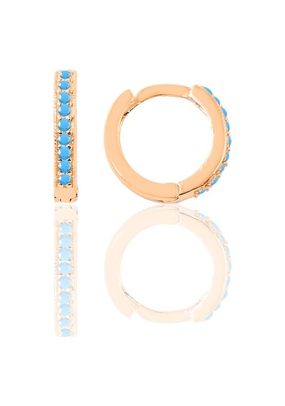 Söğütlü Silver Gümüş Rose Turkuaz Taşlı 10 Mm Halka Küpe Tragus Piercing Helix K