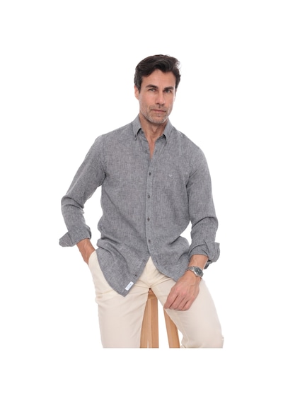 Slim Fit Uzun Kol Yaka Düğmeli Nefes Alan Keten Hediye Kutulu Erkek Gömlek Fs-004548 - Antrasit-3245 Slim Fit Uzun Kol Yaka Düğmeli Nefes Alan Keten Hediye Kutulu Erkek Gömlek Fs-004548 - Antrasit-3245