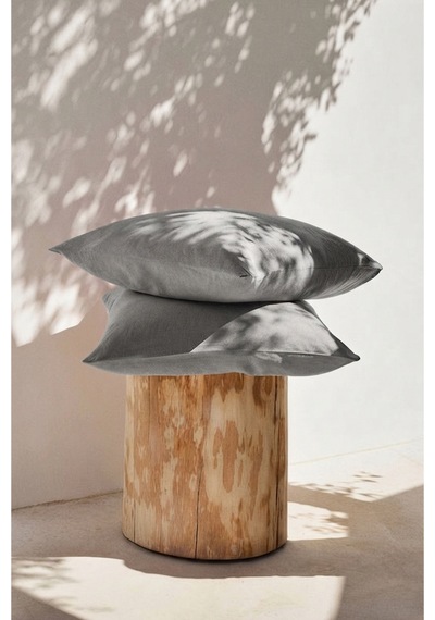Antrasit Renkli Pamuklu Ranforce Kumaş Kapaklı Yastık Kılıfı 2 Adet 50x70 Cm