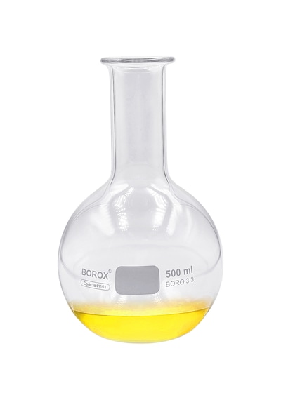 Borox Cam Balon 500 Ml - Dibi Düz - Şilifsiz Deney Balonu