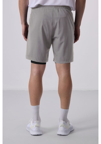 Tommy Life Taş İnce Yumuşak Standart Fit Erkek Taytlı Şort - 81287 Taş