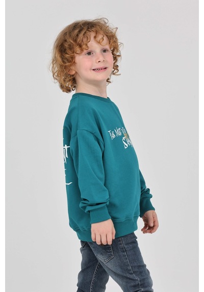 Toontoy Kids Toontoy Erkek Çocuk Tnty Design Baskılı Sweatshirt Petrol