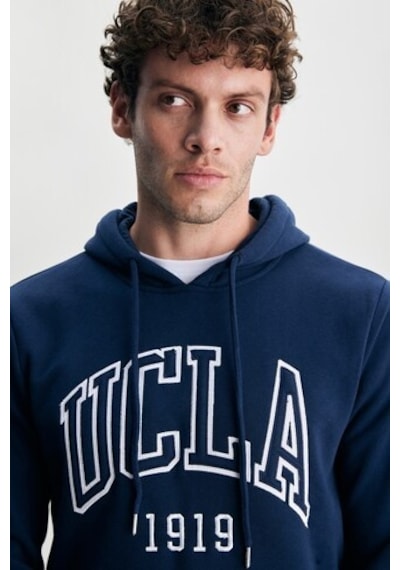 Ucla Jepsen Lacivert Kapüşonlu Nakışlı Standard Fit Erkek Sweatshirt Lacivert