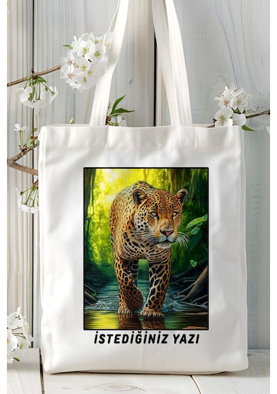 Art Hediye Jaguar Baskılı Omuz Çanta Kişiye Özel Model 10 Çok Renkli