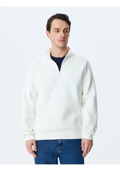 Koton Uzun Kollu Pamuk Karışımlı Basic Yarım Fermuarlı Sweatshirt Beyaz 5wam70255mk BEYAZ Beyaz Koton Uzun Kollu Pamuk Karışımlı Basic Yarım Fermuarlı Sweatshirt Beyaz 5wam70255mk BEYAZ Beyaz