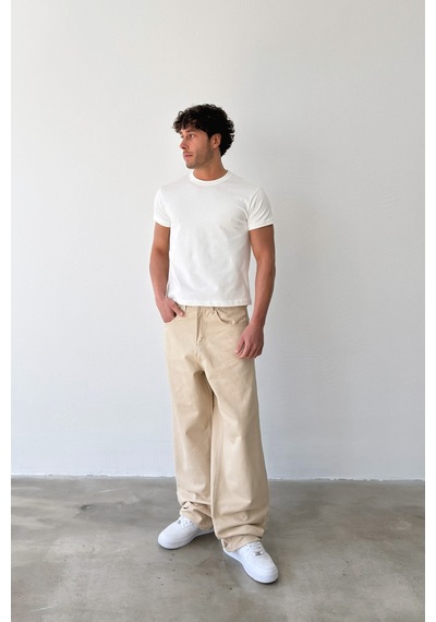Flaw Gabardin Baggy Pantolon-29633 Bej