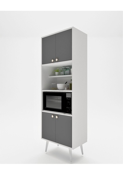 Floradesign Lavin180 Çok Amaçlı Dolap /fırın Dolabı /mutfak Organizeri Beyaz+antrasit