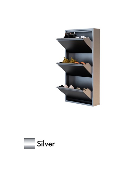 Evdemo 3 Kapaklı Metal Ayakkabılık Silver