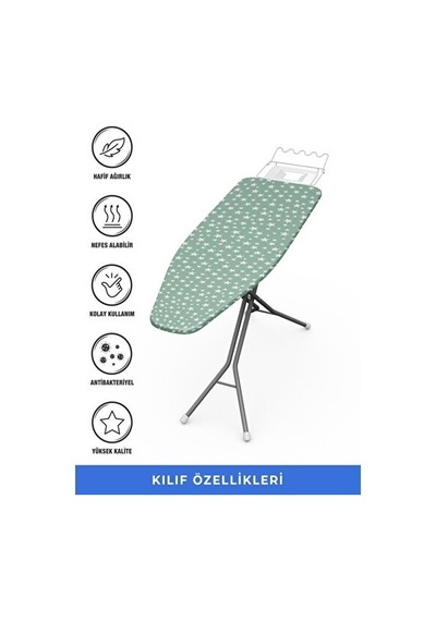 Magic Lady Ütü Masası Kılıfı Örtüsü Bezi İnce Süngerli Ayarlanabilir 133 X 50 Cm Yeşil Yıldızlı