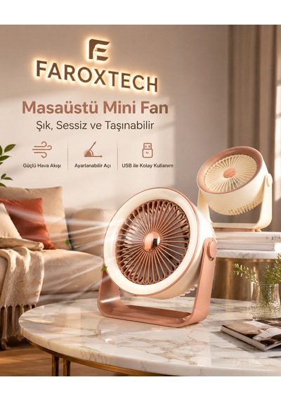 Ayarlanabilir Açılı Usb Masaüstü Mini Fan Sessiz Ve Taşınabilir Kompakt Vantilatör