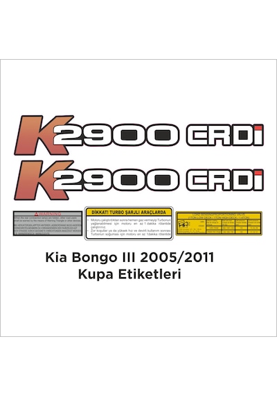 Kia Bongo K2900 Crdi Kupa Kapı Dış Ve Iç Etiketleri Kapı Etiketi
