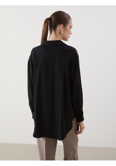 Lcwaıkıkı Classic Siyah Oversize Aerobin Kadın Gömlek Tunik