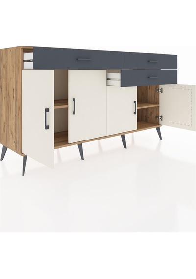 Hyperion Konsol 2 Raflı 3 Çekmeceli 4 Kapaklı 176x44x99 Çam-aytaş Çam-aytaşı/antrasit Hyperion Konsol 2 Raflı 3 Çekmeceli 4 Kapaklı 176x44x99 Çam-aytaş Çam-aytaşı/antrasit