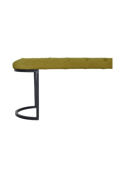 Elısse Black Puf - Metal Ayaklı Kapitoneli Model Puf, Hardal Bench