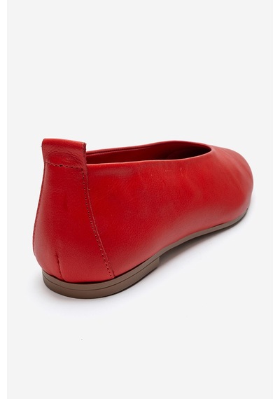 Luvishoes Jenas Kırmızı Cilt Hakiki Deri Kadın Babet Ayakkabı