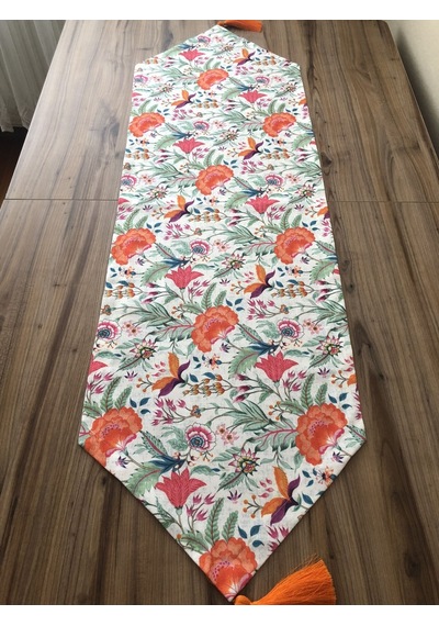 Doku Efektlı Motif Desenli Runner Çok Renkli