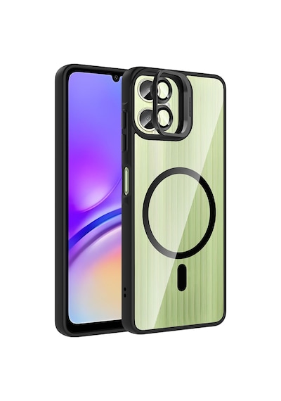 Galaxy Uyumlu A07 Kılıf Standlı Ve Kamera Lens li Mkst Etro Kapak - Siyah Siyah