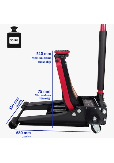 Worldforce 3 Ton Kriko Çift Pistonlu F1 Düşük Profil 35 Kg N11.2185