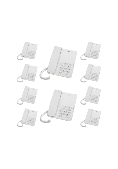 10 Adet Beyaz Karel TM140 Masaüstü Ofis Telefon Seti